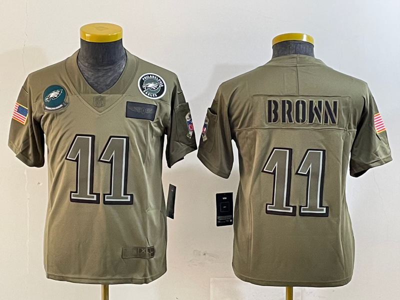 Youth 2025 Philadelphia Eagles #11 Brown green Nike NFL jersey style 2->youth nfl jersey->Youth Jersey